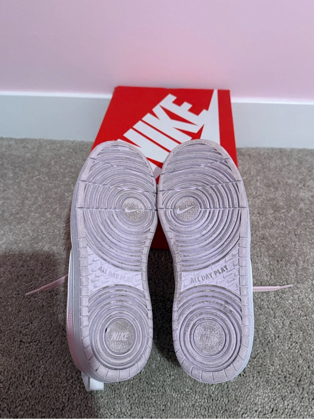 Nike Kids Pink and White Low-Top Sneakers